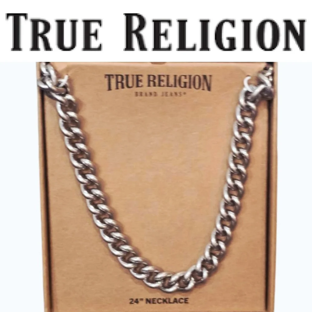 True Religion Silver Cuban‎ Chain Necklace